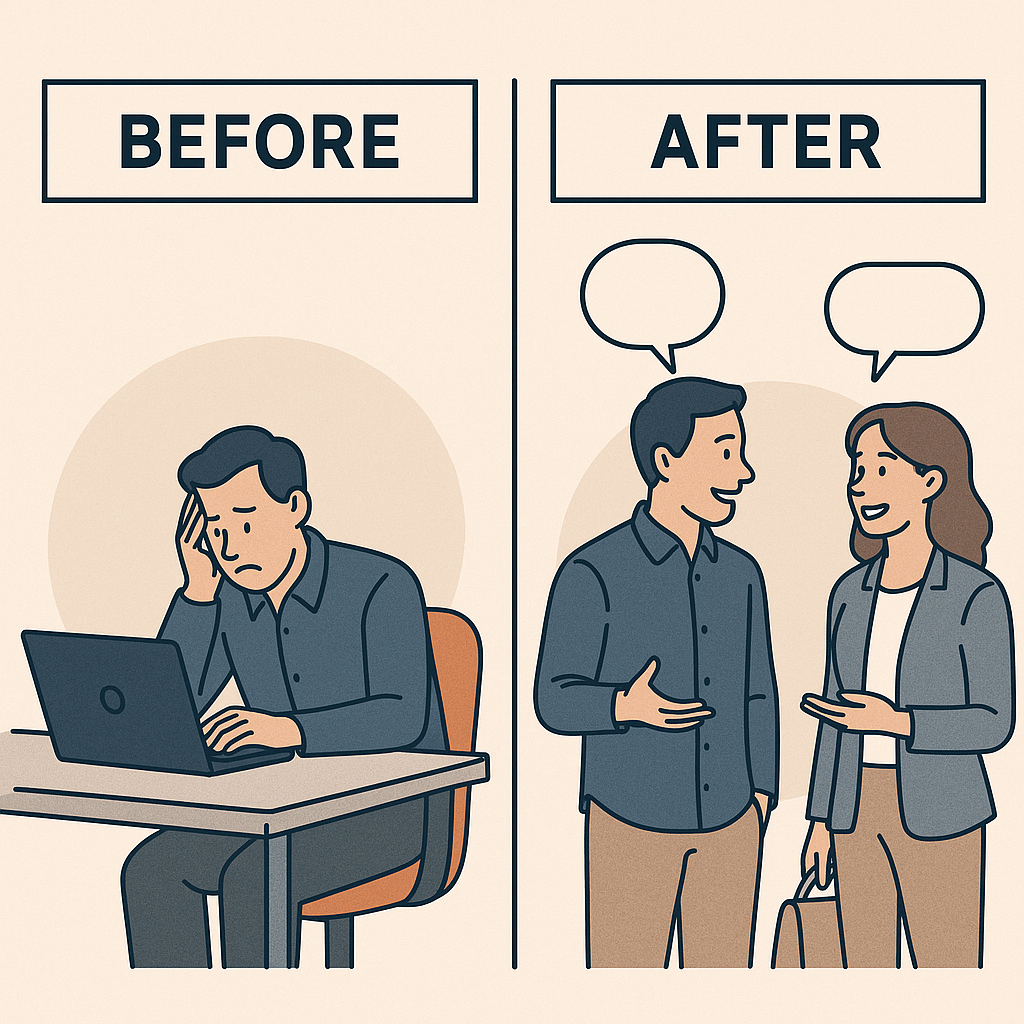 Laptop focus vs getting out of the building to network
